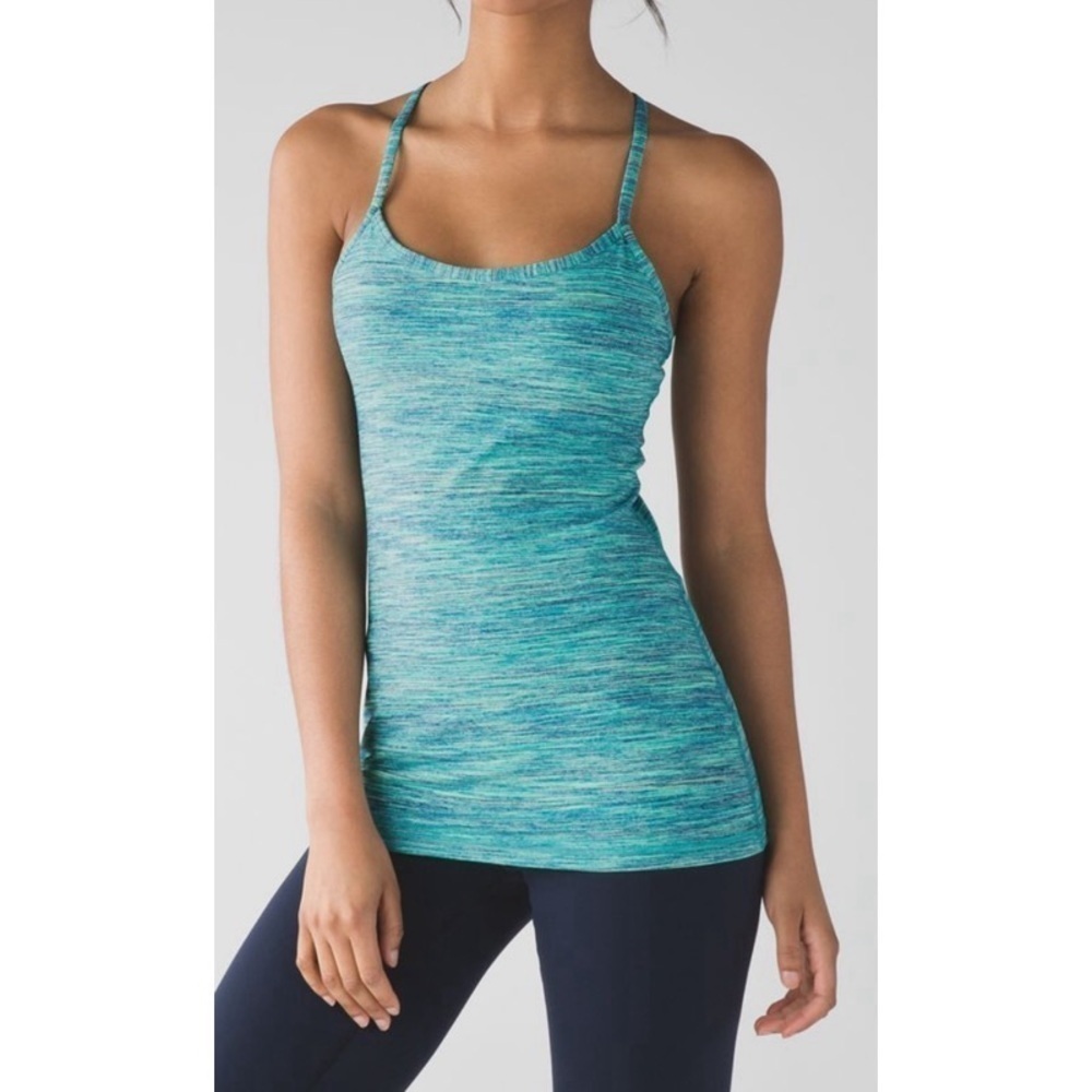 LULULEMON Power Y Tank in Space Dye Alberta Lake Fresh Teal